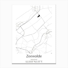 Zeewolde,Netherlands Minimalist Map Canvas Print