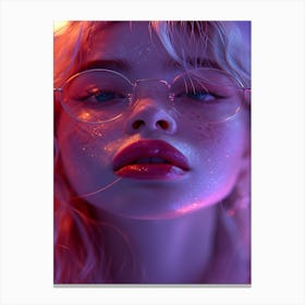 Purple Girl With Glasses Canvas Print