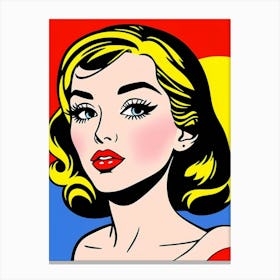 Glamour in Halftones: A Pop Art Tribute to Femininity Pop Woman Canvas Print