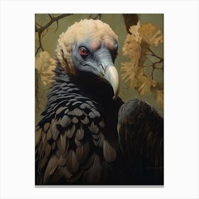 Dark And Moody Botanical Vulture 1 Canvas Print