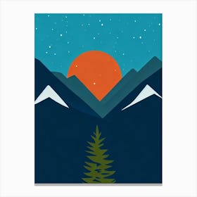 Mount Ruapehu, New Zealand Modern Illustration Skiing Poster Canvas Print