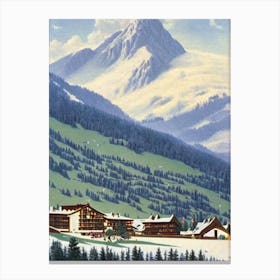 Skiwelt Wilder Kaiser Brixental, Austria Ski Resort Vintage Landscape 1 Skiing Poster Canvas Print