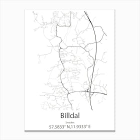 Billdal,Sweden Minimalist Map Canvas Print