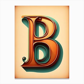 B, Letter, Alphabet Retro Drawing 3 Canvas Print