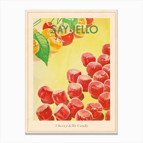 Cherry Jelly Sweets Retro Illustration Poster Canvas Print
