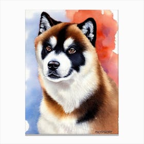 Akita Watercolour 3 dog Canvas Print