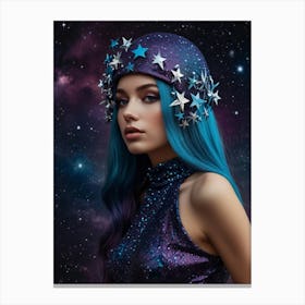 Girl in a star hat Canvas Print