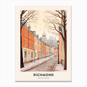 Vintage Winter Travel Poster Richmond England 1 Canvas Print