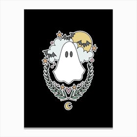 Cute Ghost | Black Canvas Print