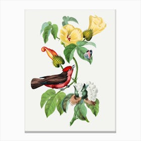 Bird On A Flower Canvas Print