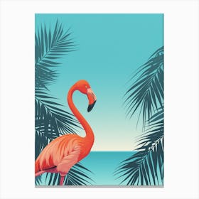 Greater Flamingo Nassau Bahamas Tropical Illustration 6 Canvas Print