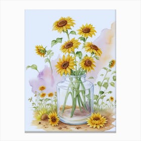 Sunflowers In A Jar Canvas Print