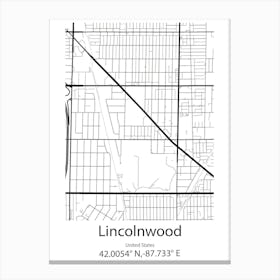 Lincolnwood,United States Minimalist Map Canvas Print