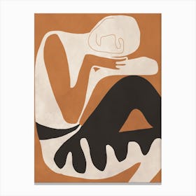 Abstract Figure Orange Black Canvas Print