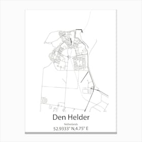 Den Helder,Netherlands Minimalist Map Canvas Print