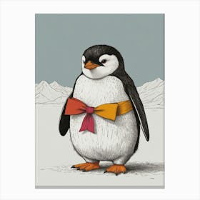 Penguin With A Bow Canvas Print