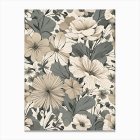 Floral Pattern in Beige Canvas Print