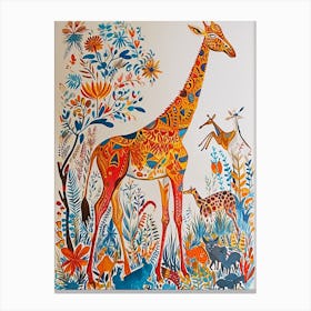 Giraffe In The Nature Illustration 3 Canvas Print