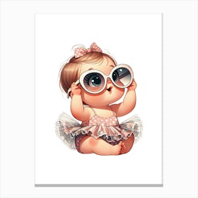 Baby Girl With Glasses Canvas Print