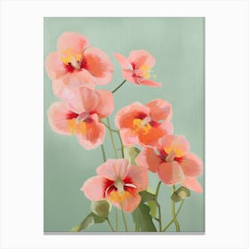 Orchids Flowers Acrylic Painting In Pastel Colours 11 Canvas Print