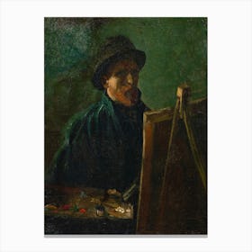 Self Portrait With Dark Felt Hat At The Easel (1886), Vincent Van Gogh Canvas Print