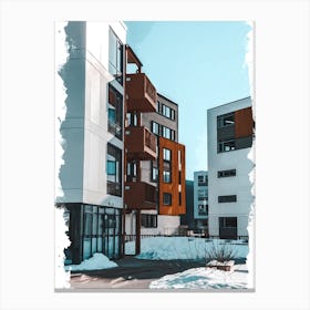 Apartment Buildings In Winter Canvas Print