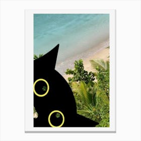 peeking black cat Canvas Print