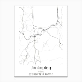 Jonkoping,Sweden Minimalist Map Canvas Print