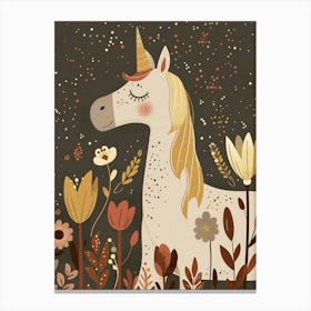 Unicorn In The Meadow Mocha Pastel 1 Canvas Print
