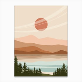 Sunset Over Lake Canvas Print