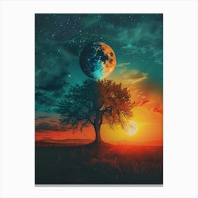 Moon And The Tree Canvas Print