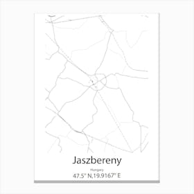 Jaszbereny,Hungary Minimalist Map Canvas Print