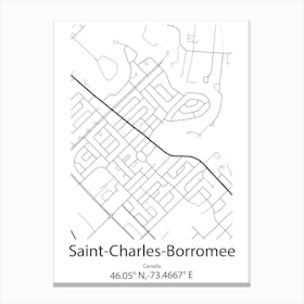 Saint Charles Borromee,Canada Minimalist Map Canvas Print