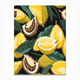 Seamless Pattern With Durian Fruit Canvas Print