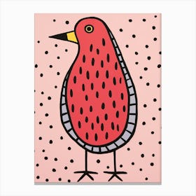 Pink Polka Dot Crow 1 Canvas Print