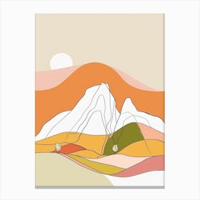 Mount Ossa Australia Color Line Drawing (12) Canvas Print