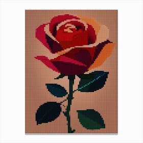 Cross Stitch Rose Canvas Print