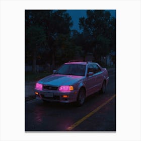 Pink Car At Night Canvas Print