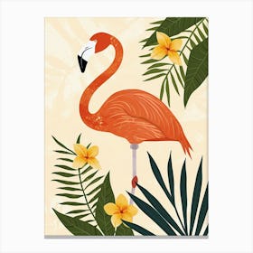 Jamess Flamingo And Frangipani Minimalist Illustration 2 Canvas Print