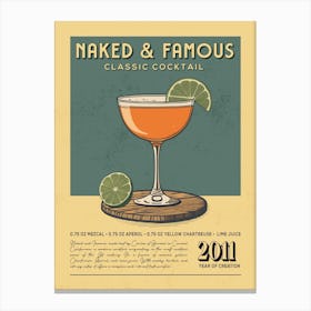 Naked And Famous Classic Cocktail Canvas Print