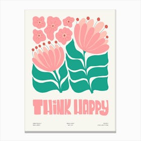 Pink Tulips Think Happy Flower Market Matisse Style Canvas Print