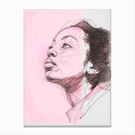 Portrait Woman Pink White Painting Poster Canvas Print