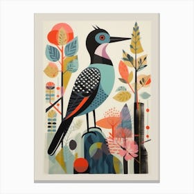 Colourful Scandi Bird Common Loon 1 Canvas Print
