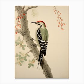 Ohara Koson Inspired Bird Painting Woodpecker 1 Canvas Print
