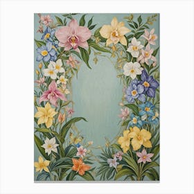 Pastel Floral Wreath Canvas Print