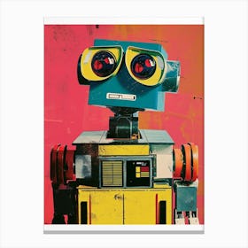 Retro Robot Polaroid 3 Canvas Print