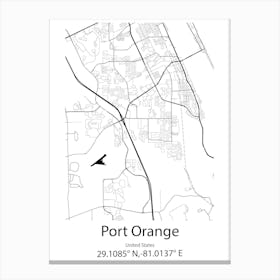 Port Orange,United States Minimalist Map Toile