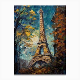 Eiffel Tower Paris France Vincent Van Gogh Style 27 Canvas Print