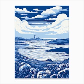 A Screen Print Of Fistral Beach Cornwall 4 Canvas Print