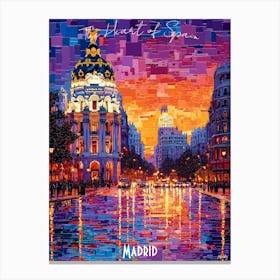 Madrid City Skyline, abstract cubism vibrant Poster Canvas Print